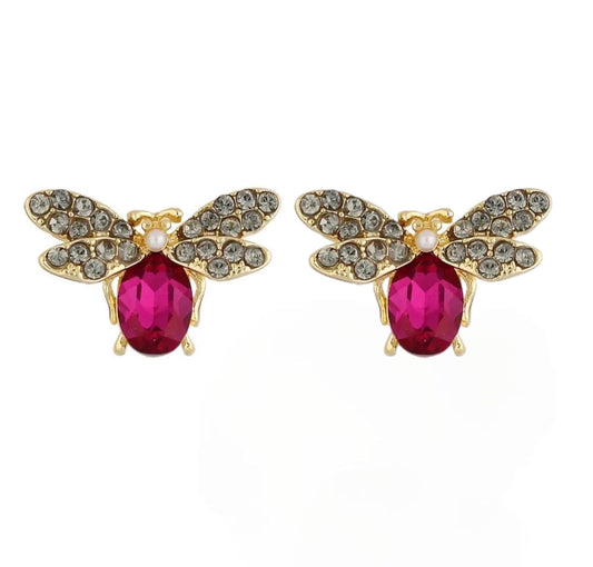 Pink Small Dragonfly Stud Earrings