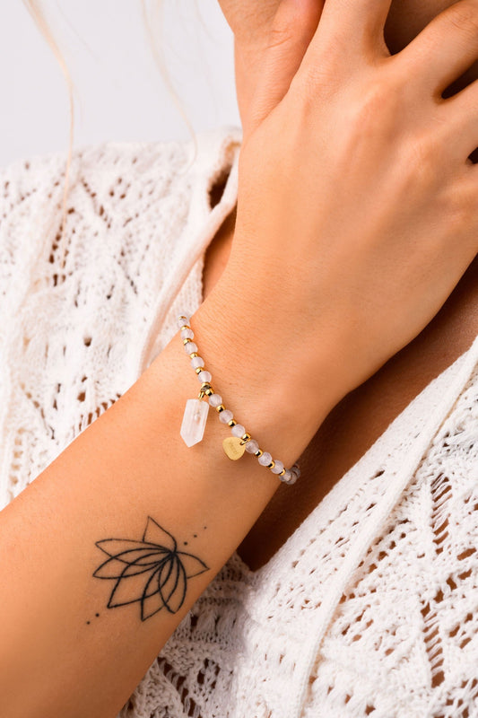 Himalayan Gemstone Crystal Bracelet with White Beads