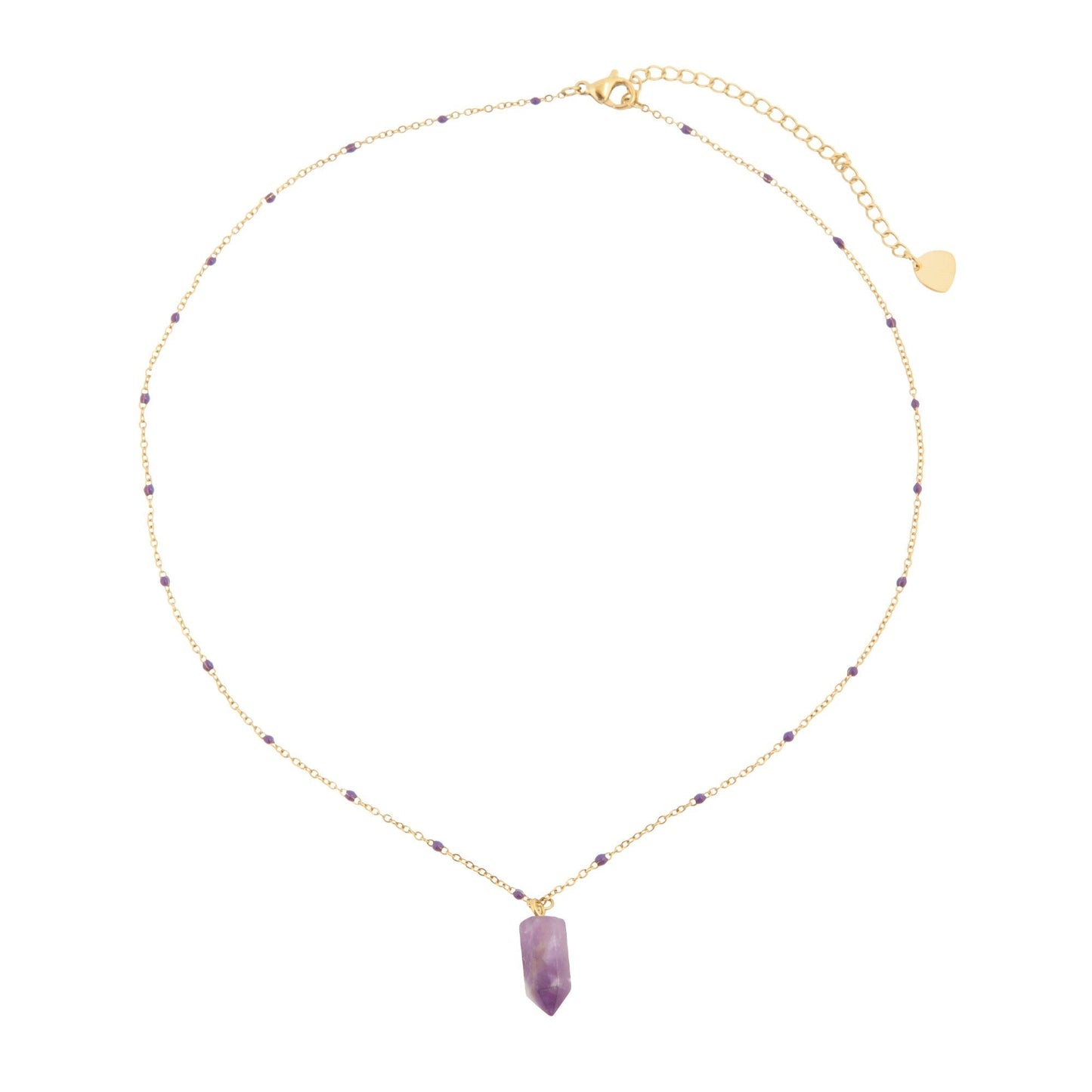 Amethyst Natural Stone Necklace with Purple Beads