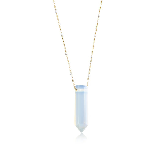 14k Gold Plated Stainless Steel Necklace with Opal Stone