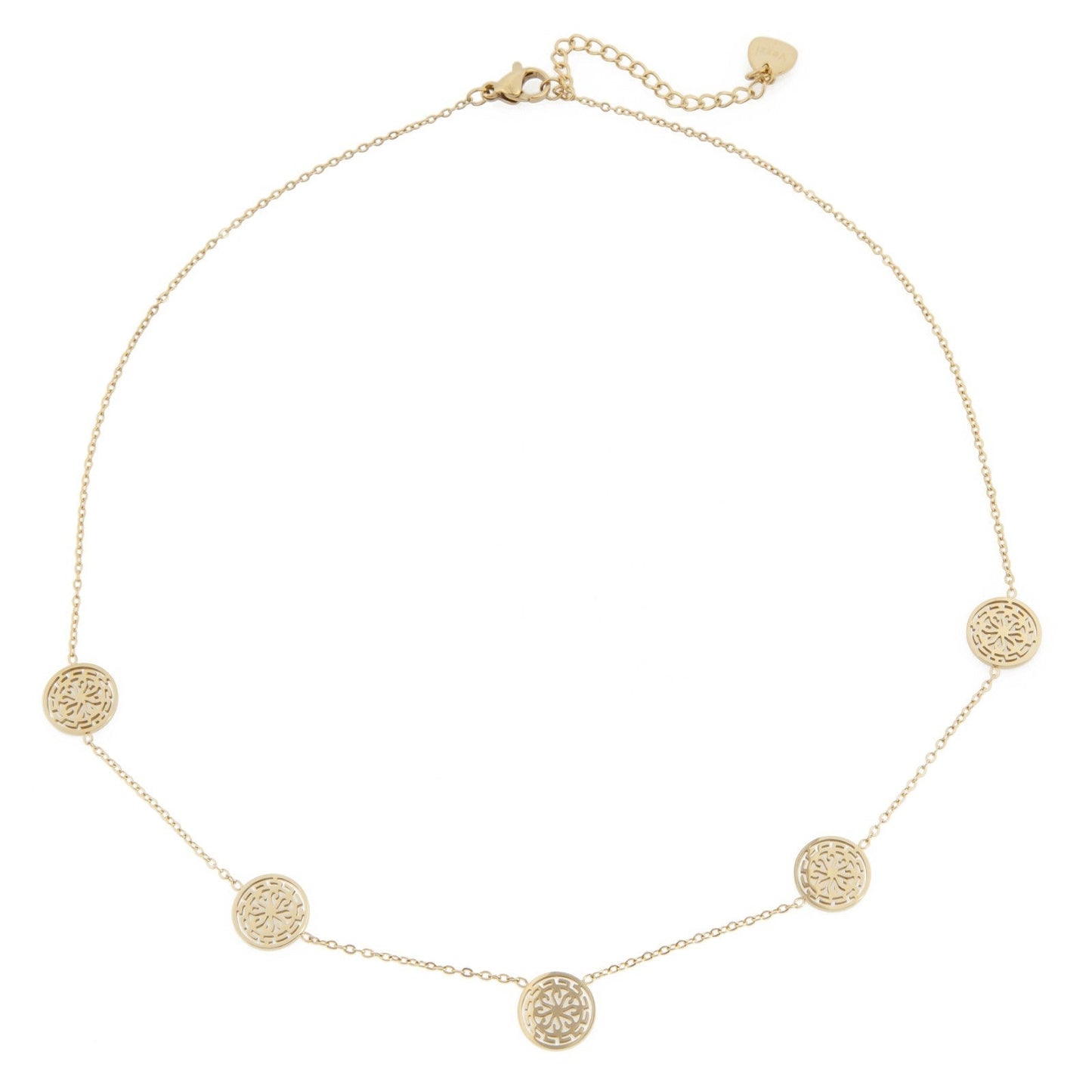 Celebrity 14k Gold Plated Stainless Steel Necklace with Flat Circles