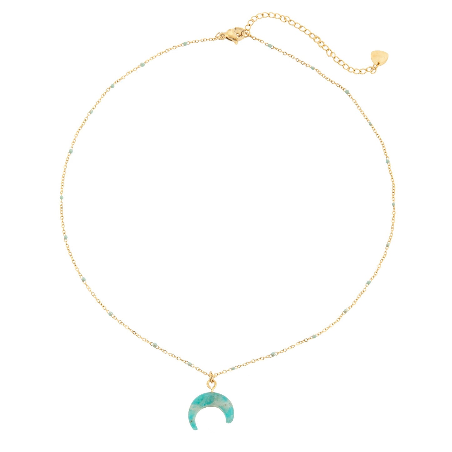 Amazonite Natural Stone Moon Necklace with Beads