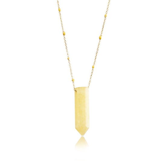 14k Gold Plated Stainless Steel Necklace with Citrine Stone