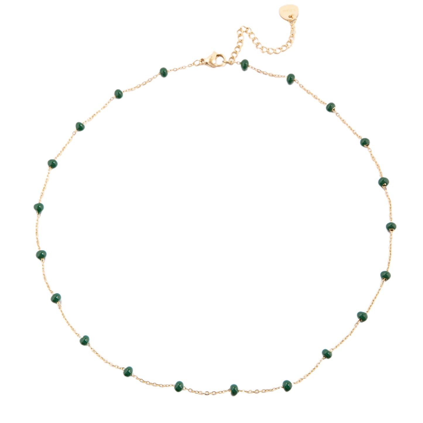 14k Gold Plated Green Beaded Necklace