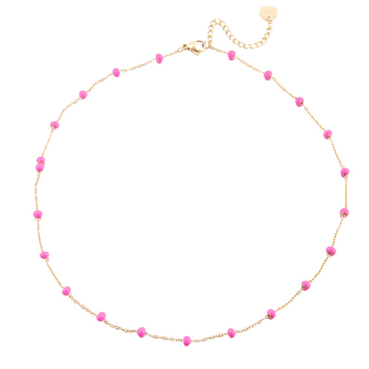 14k Gold Plated Pink Beaded Necklace