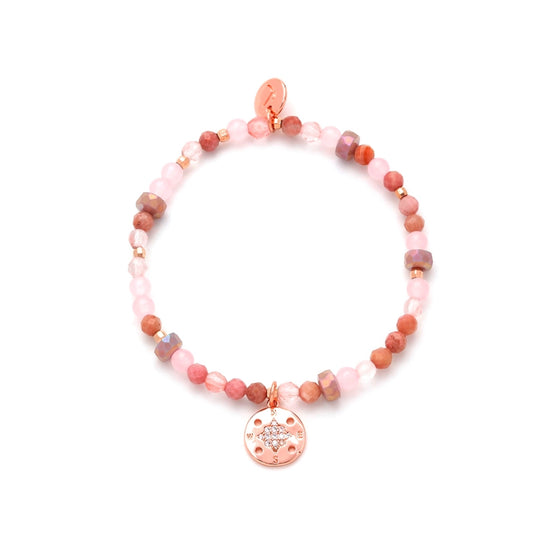 Rose Gold Plated Bracelet with Pink Jade and Rhodochrosite Stones