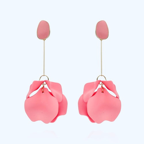 Bubble Gum Pink Dangle Earrings with Acrylic Flower Petals