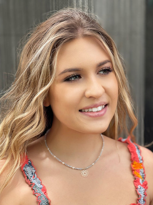 Rose Gold Plated Freshwater Pearl & Seashell Necklace with Flower Pendant