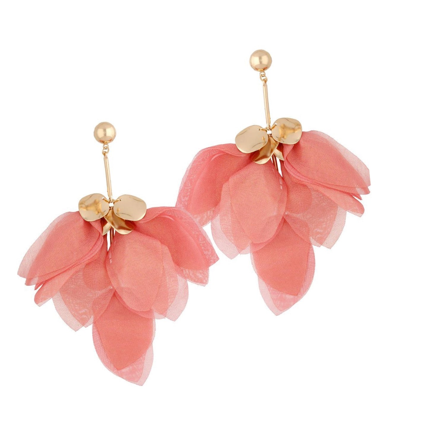 Peach with Gold Shimmer Silk Earrings