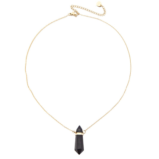 14k Gold Plated Onyx Natural Stone Necklace