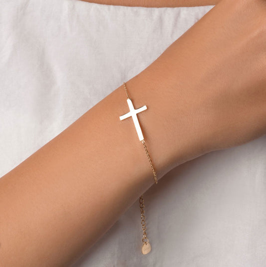 14k Gold Plated Cross Bracelet