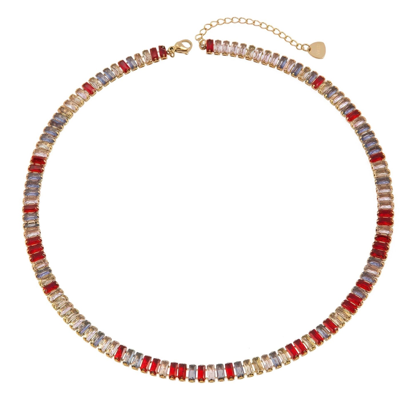 Glamour 14k Gold Plated Burgundy Red Crystals Necklace