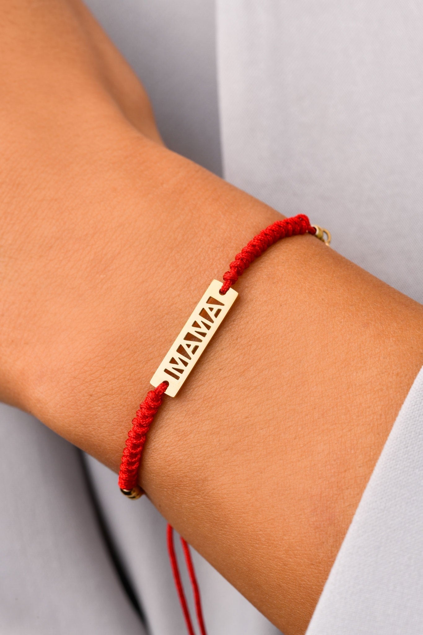 14k Gold Plated MaMa Bracelet on Red Rope