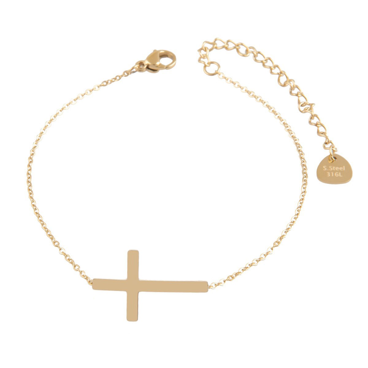 14k Gold Plated Cross Bracelet