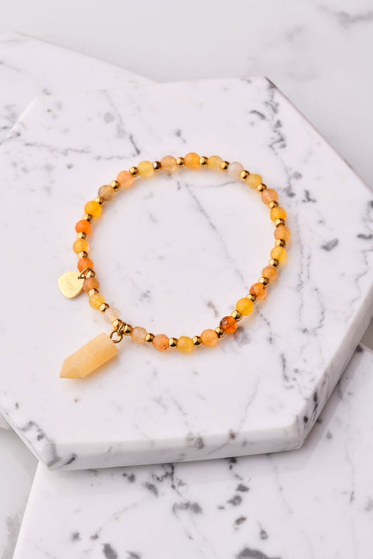 Gold Plated Citrine Natural Stone Bracelet