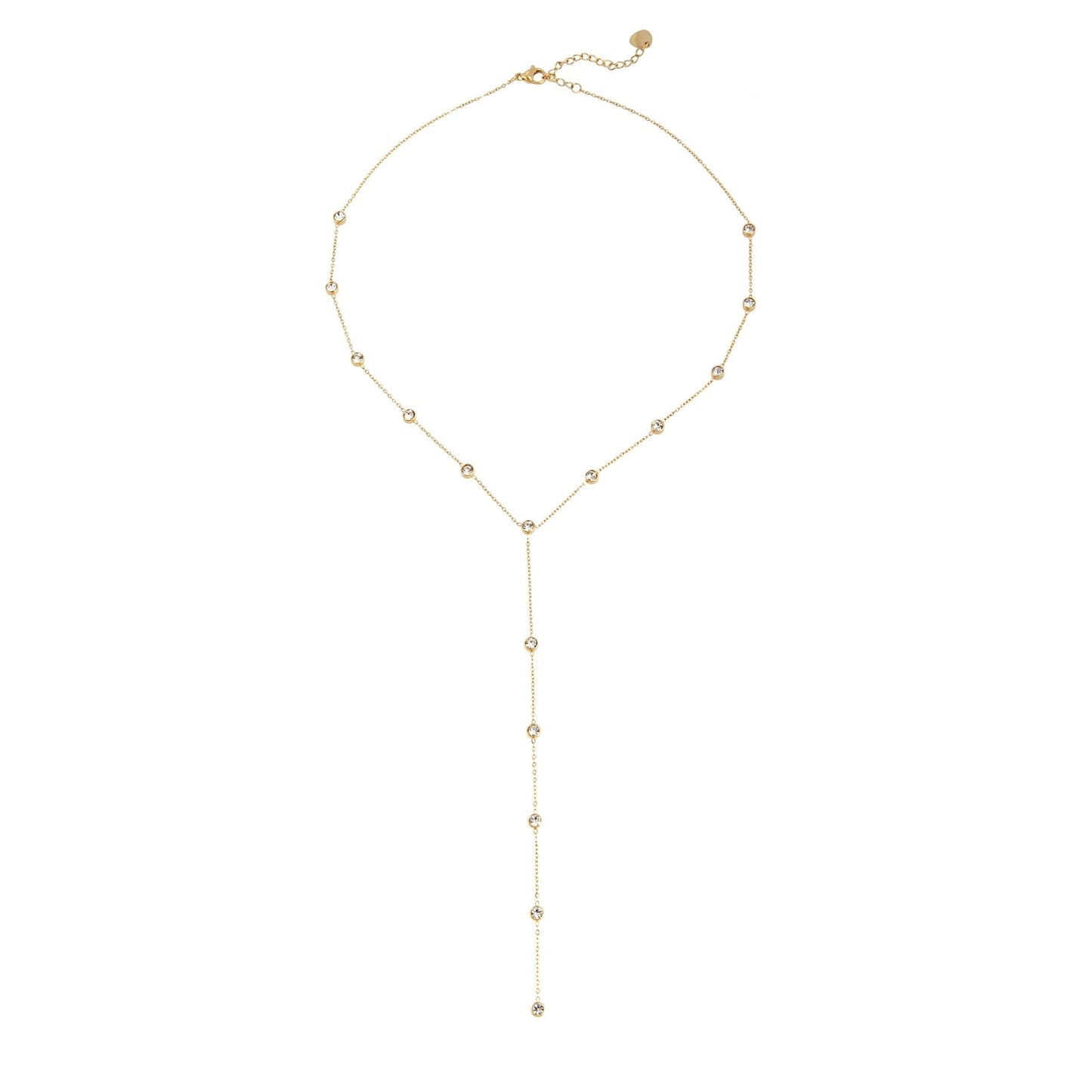 14k Gold Plated Crystals Y Necklace