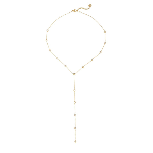 14k Gold Plated Crystals Y Necklace