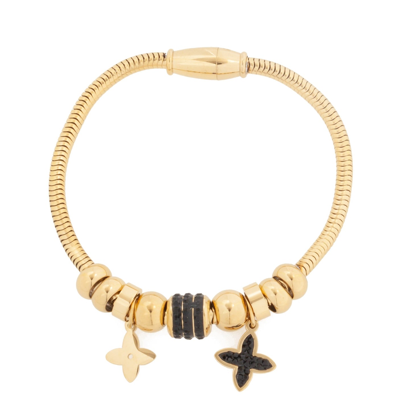 Gold Plated Lily Flowers Bracelet (magnetic clap)