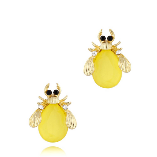 Yellow Beetle Stud Earrings