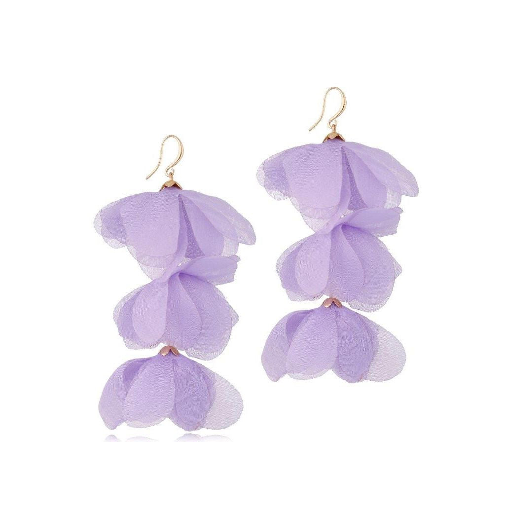 Multi Layered Silk Earring in Lilac