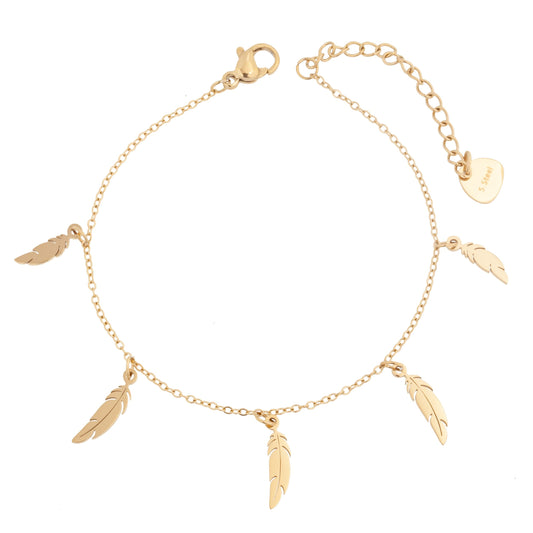 14k Gold Plated Feather Bracelet