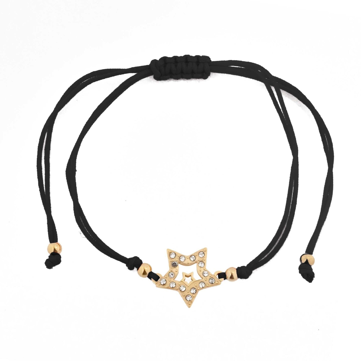 Black String Bracelet with Gold Plated Star