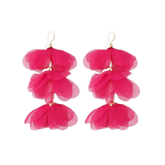 Multi Layered Silk Earrings in Pink