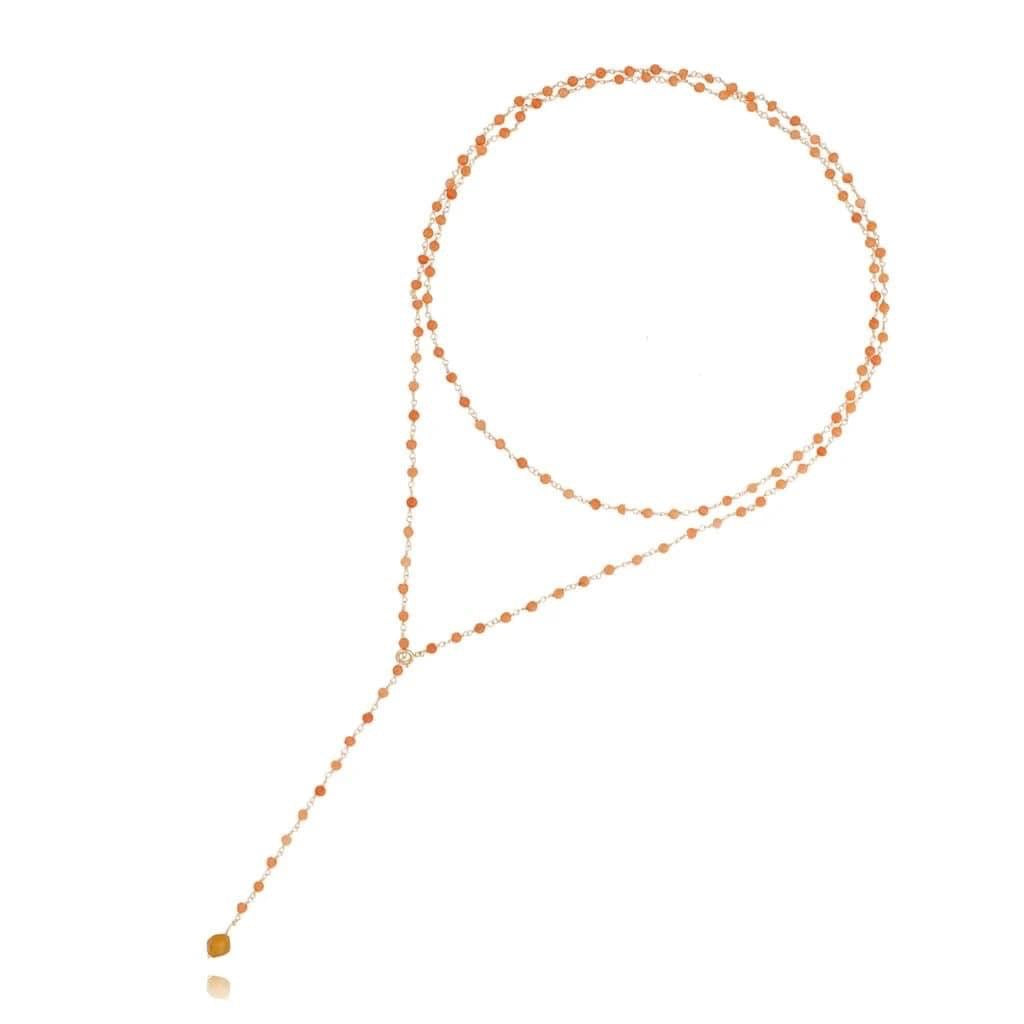 Peach Long Double Layer Necklace