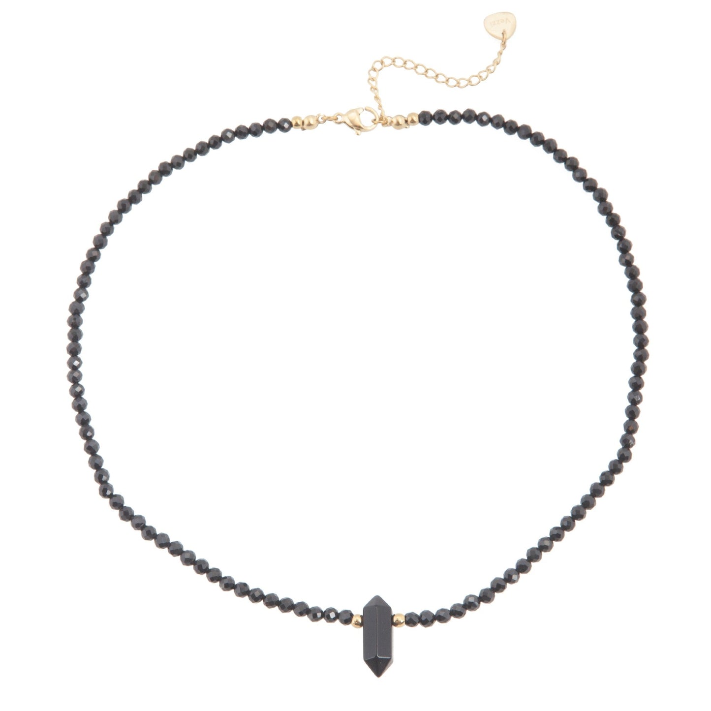 Black Crystals Choker with Onyx Natural Stone Pendant