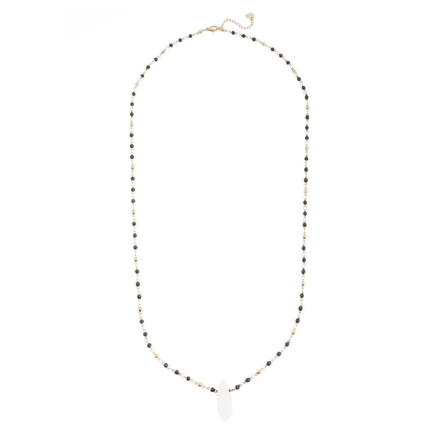 14k Gold Plated Long Beaded Necklace with Himalayan Stone Pendant