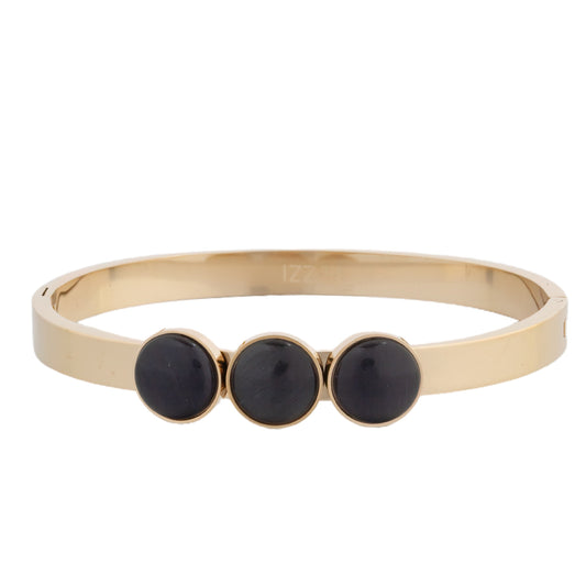 14k Gold Oval Bangle Bracelet with Acrylic Circles