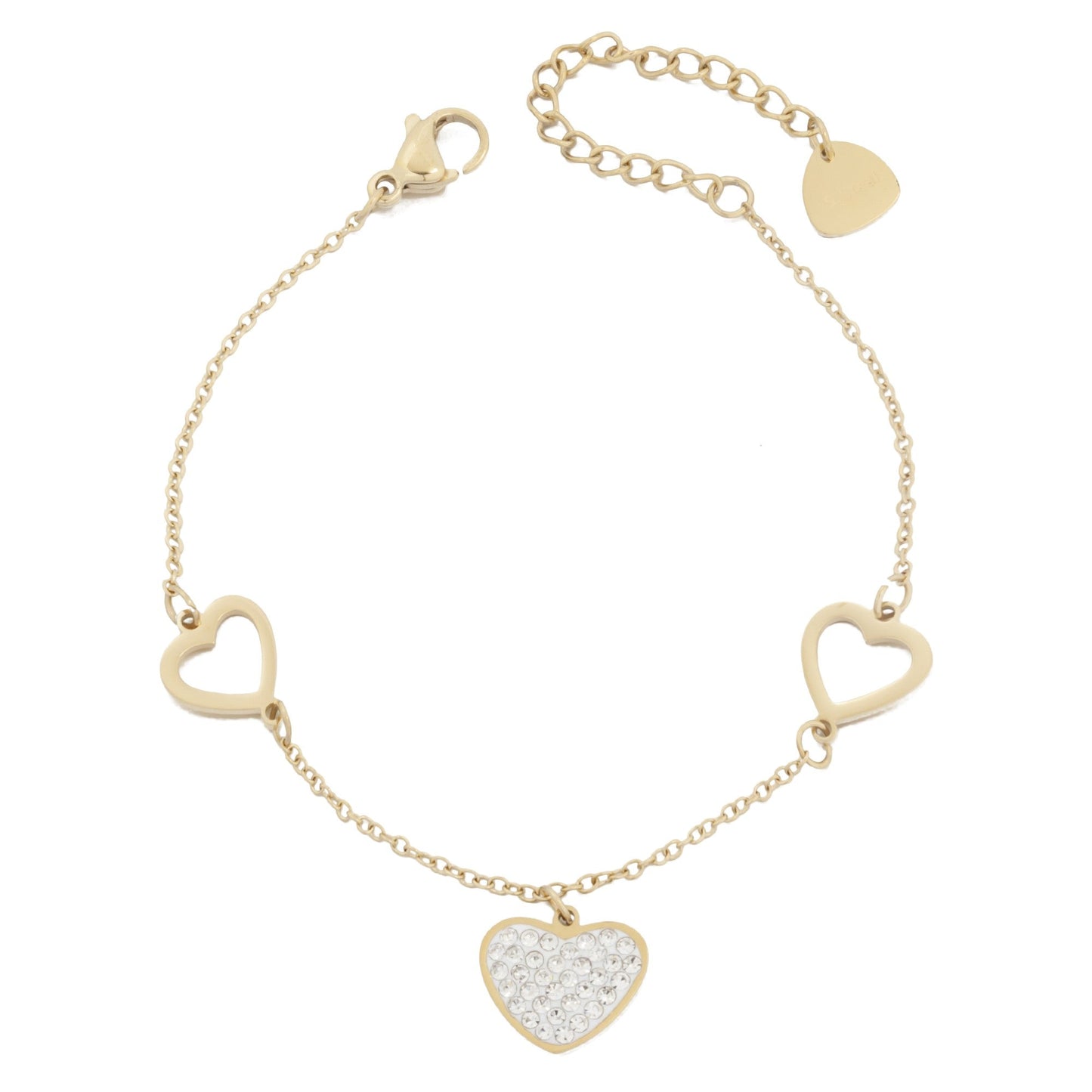 Gold Plated Stainless Steel Bracelet with Hearts