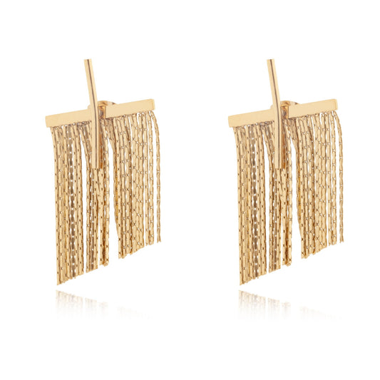 14k Gold Plated Chains Fringe Earrings