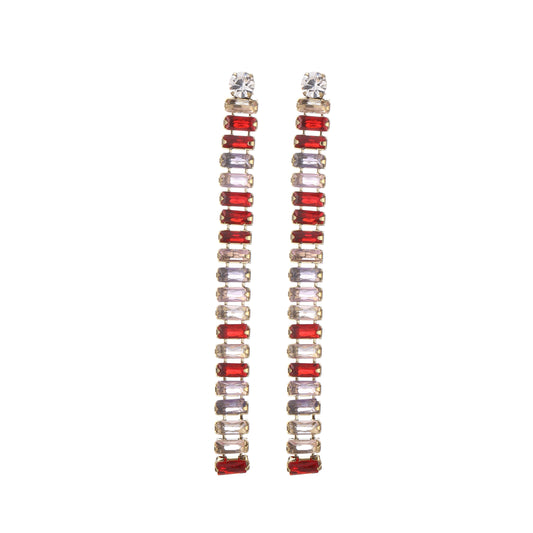 Glamour 14k Gold Plated Red Crystals Earrings