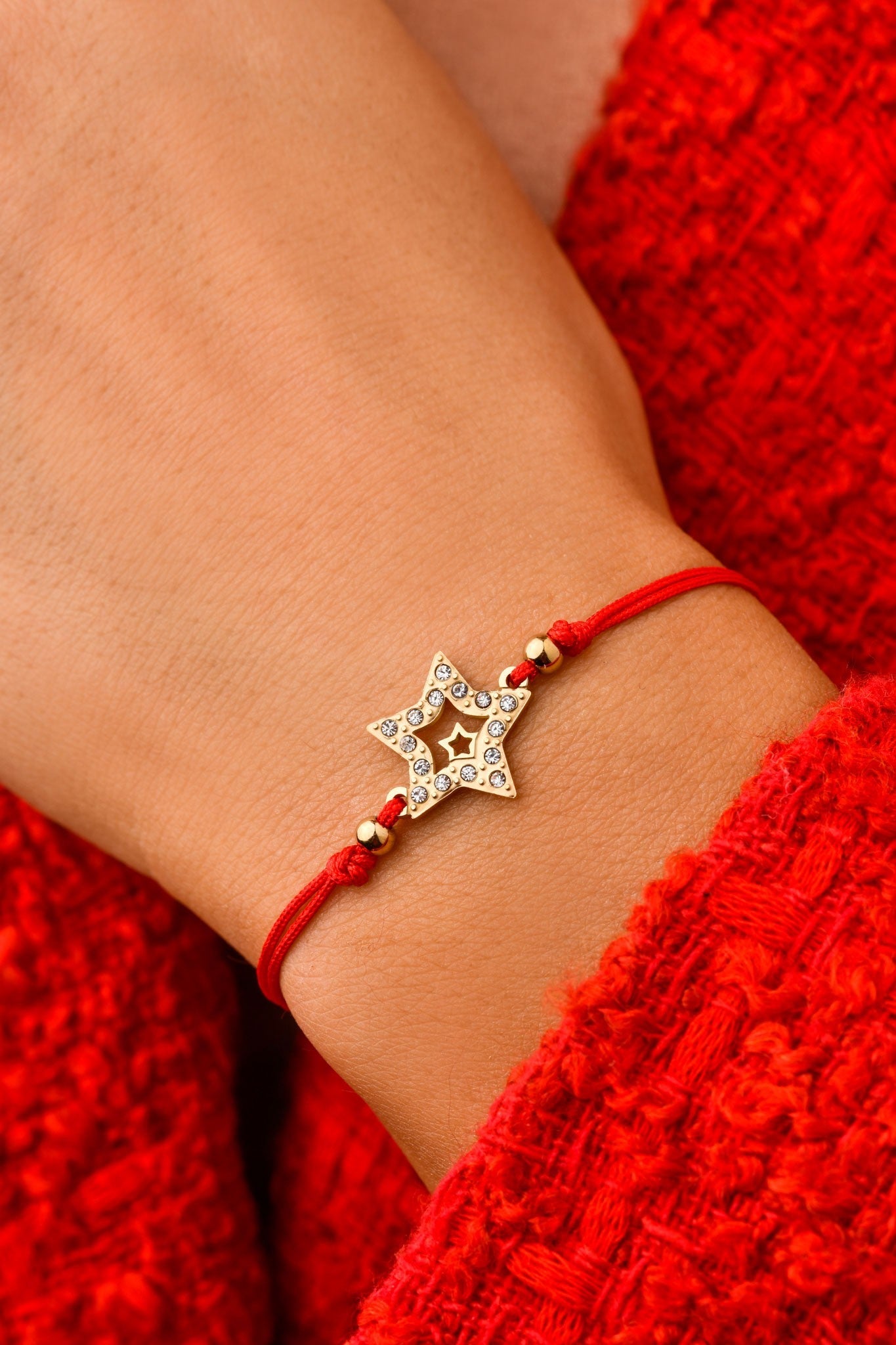 Red String Bracelet with Gold Plated Star