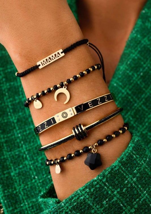 14k Gold Plated MaMa Bracelet on Black Rope