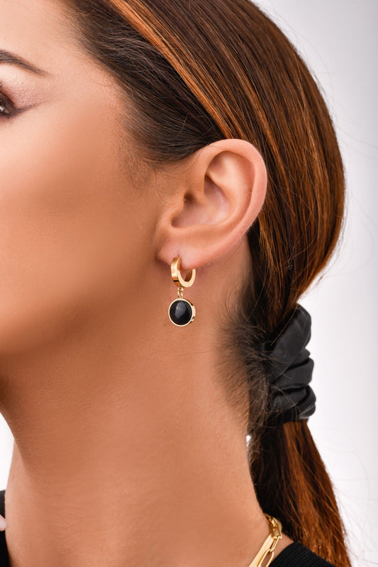 14k Gold Hoop Earrings with Acrylic Circles