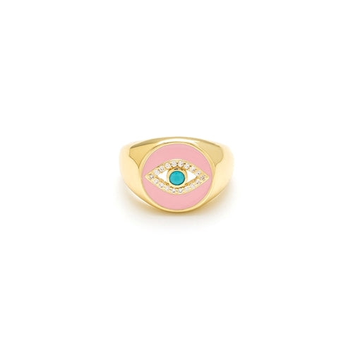 Adjustable Round Pink Evil Eye