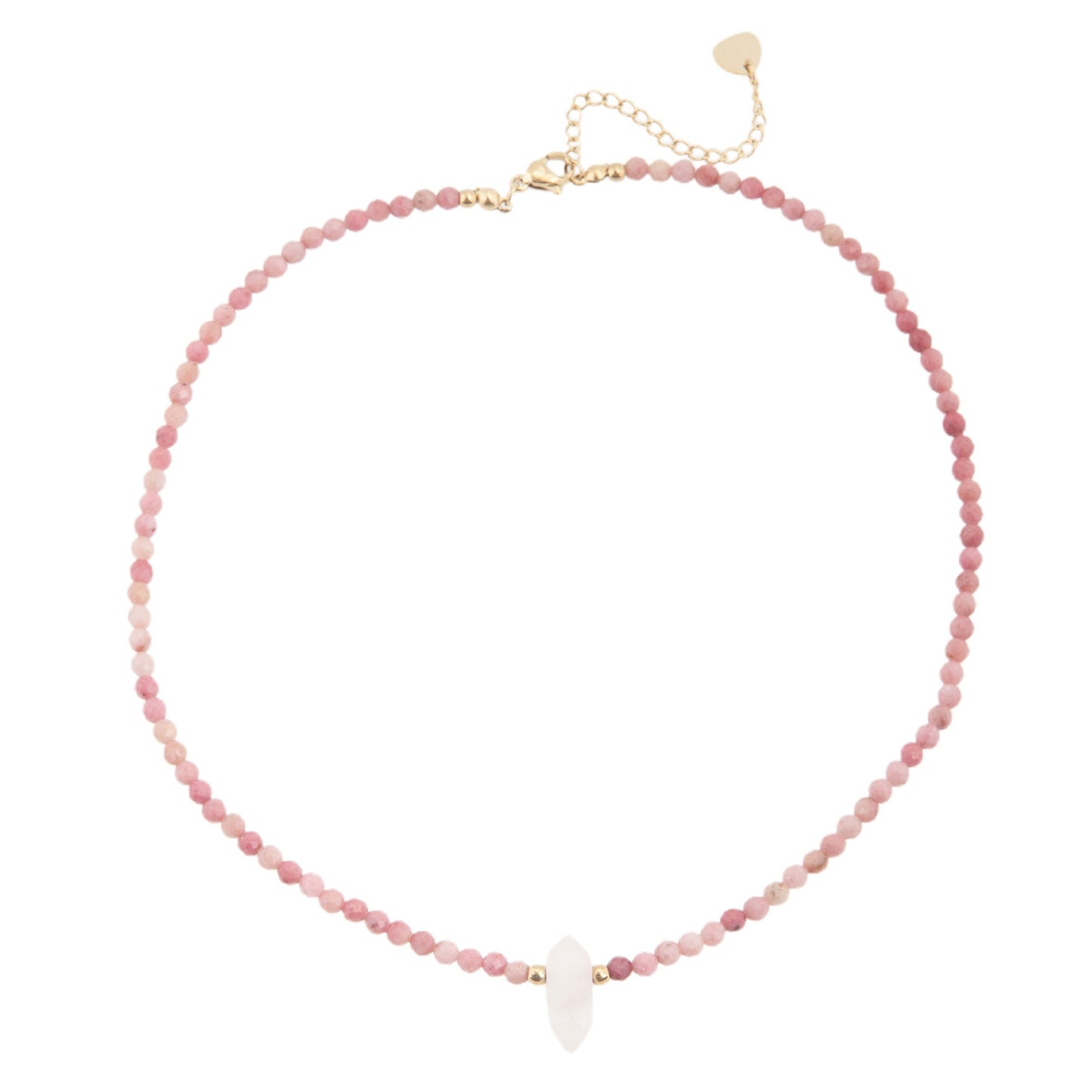 Pink Quartz Stones Choker with Natural Stone Pendant