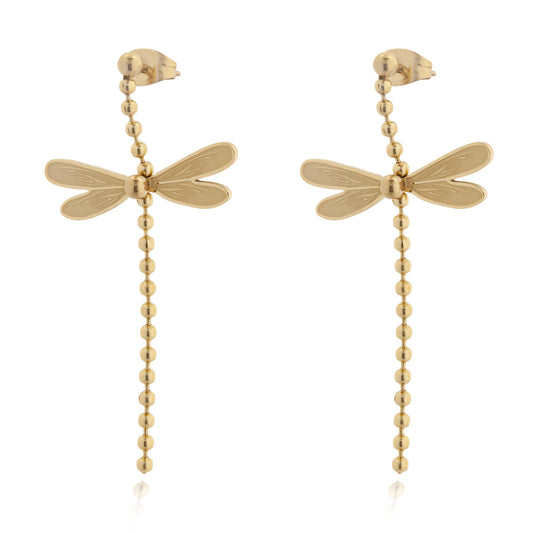 14k Gold Plated Dragonfly Earrings