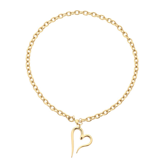 Gold Plated Stainless Steel Heart Necklace