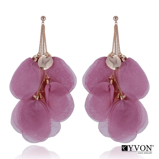 Multi Chain Dusty Pink Silk Earrings