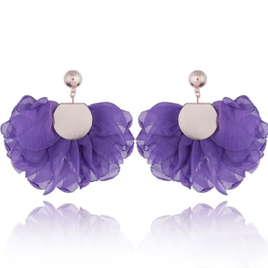 Sunflowers Silk Earrings in Purple