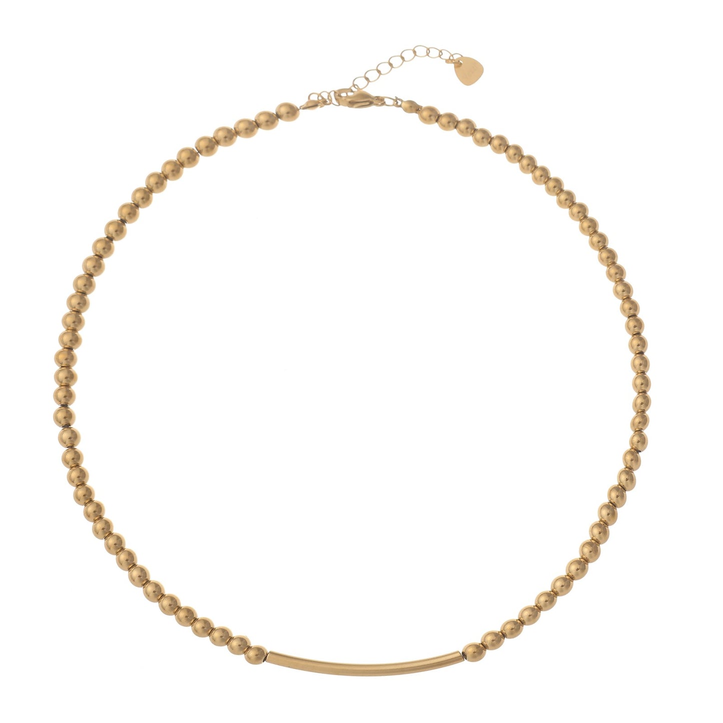 Gold Plated Stainless Steel Beaded Necklace