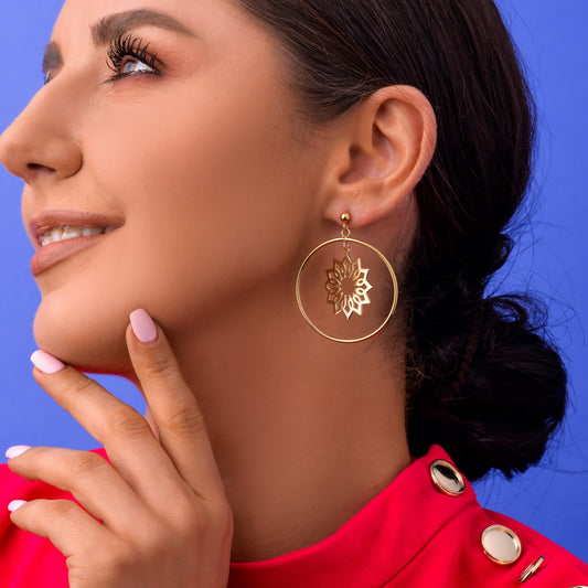 14k Gold Plated Stainless Steel Flower Earrings