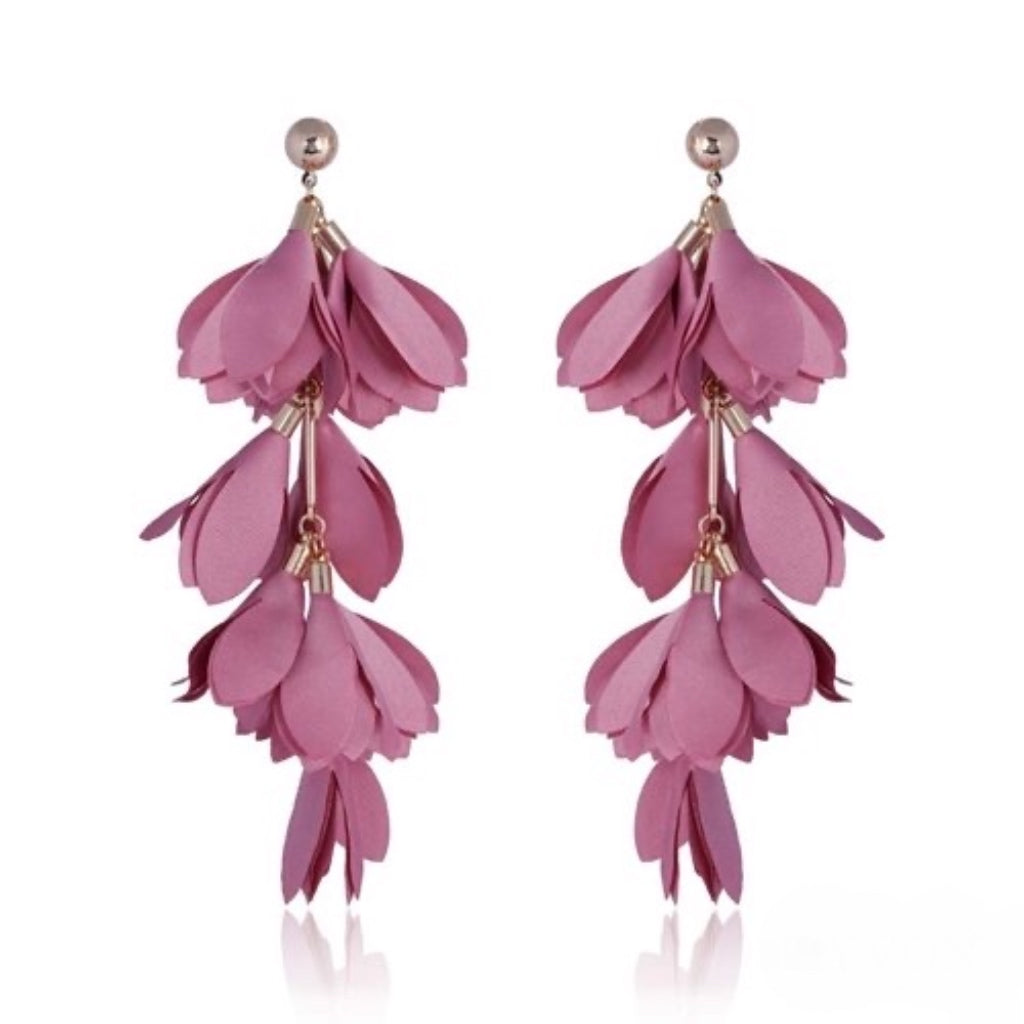 Dusty Pink Tassel Satin Earrings