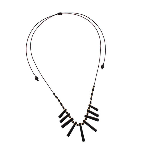 Adjustable Black Agates Necklace