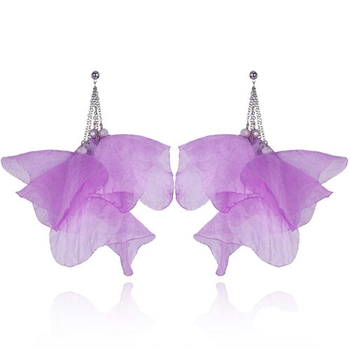 Lavender Silk Earrings with Silver Finishing