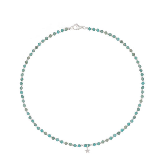 Silver Aquamarine Necklace with a Zircon Star