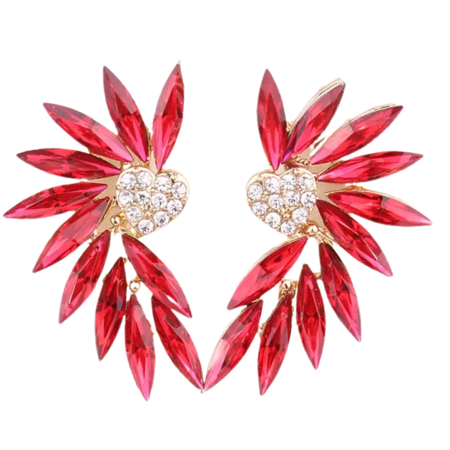 Red Crystal Earrings with Heart